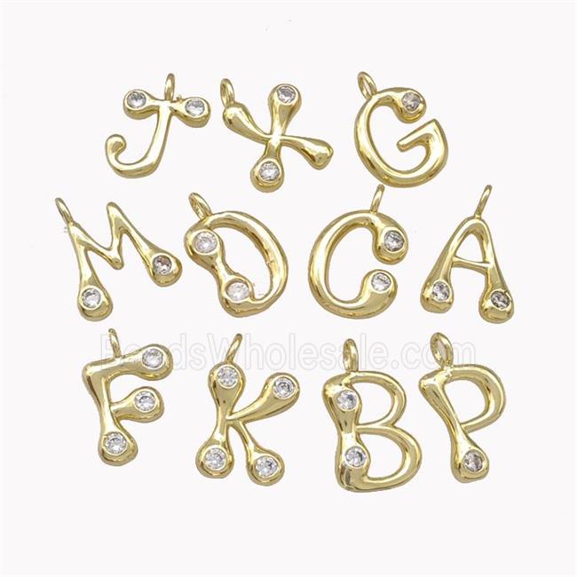 Copper Alphabet Pendant Pave Zirconia Mixed Letters Gold Plated
