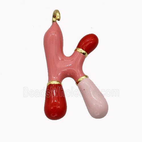 Copper Letter-K Pendant Enamel Gold Plated
