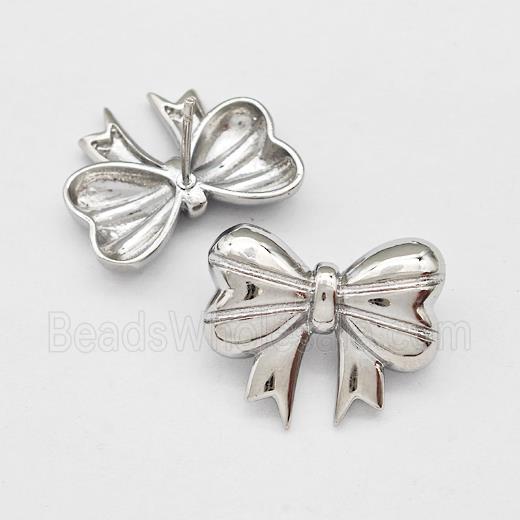 Copper Bow Stud Earrings Platinum Plated
