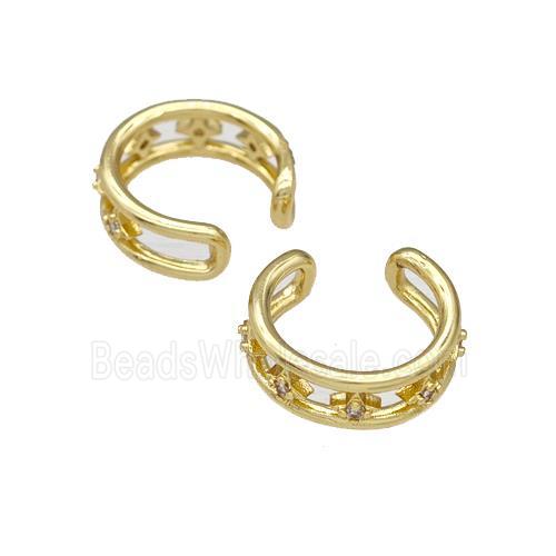 Copper Clip Earrings Pave Zirconia Gold Plated