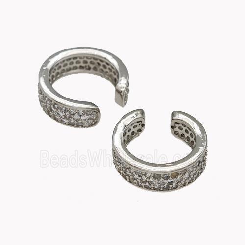 Copper Clip Earrings Pave Zirconia Platinum Plated