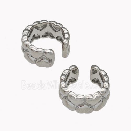 Copper Clip Earrings Heart Platinum Plated