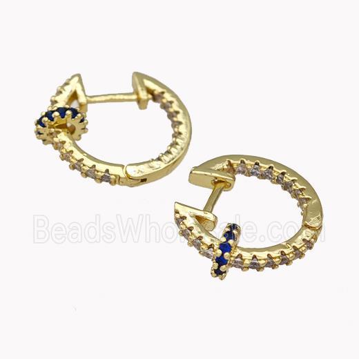 Copper Latchback Earrings Pave Zirconia Gold Plated