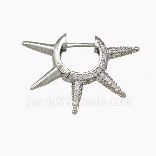 Copper Spike Hoop Earrings Pave Zirconia Piercing Septum Platinum Plated
