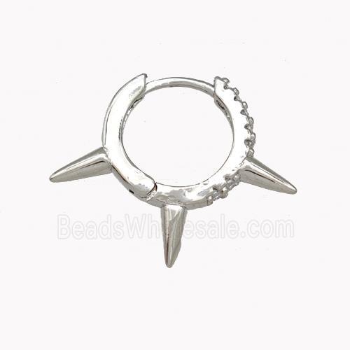Copper Spike Hoop Earrings Pave Zirconia Piercing Septum Platinum Plated