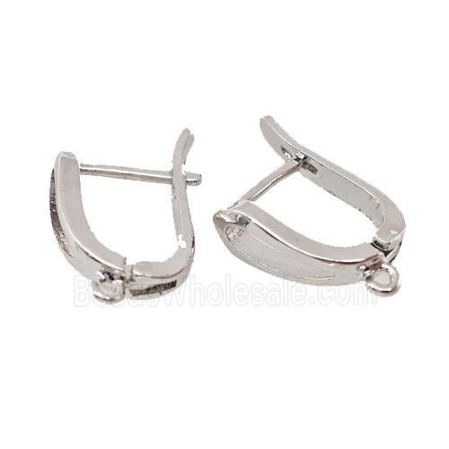 Copper Latchback Earrings With Loop Platinum Plated