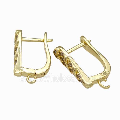Copper Latchback Earrings Pave Zirconia Gold Plated