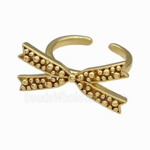Copper Bow Rings Pave Zirconia Gold Plated