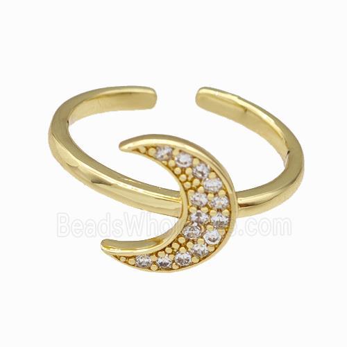 Copper Moon Rings Pave Zirconia Gold Plated