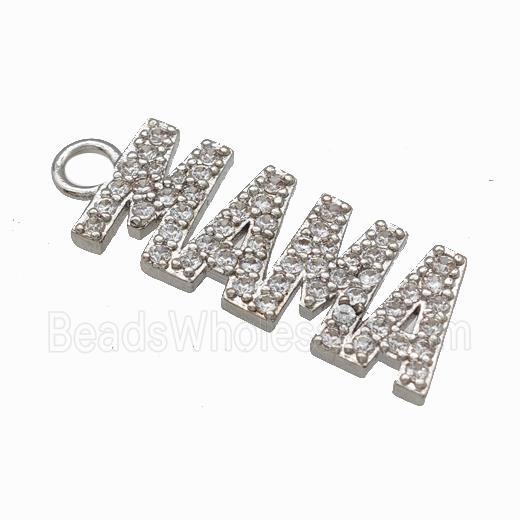 Copper MAMA Pendant Pave Zirconia Platinum Plated