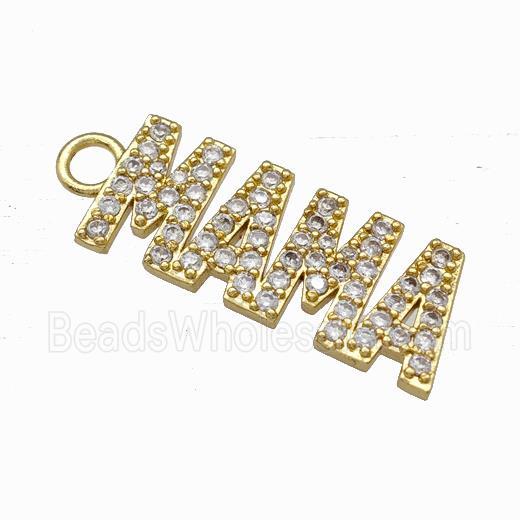 Copper MAMA Pendant Pave Zirconia Gold Plated
