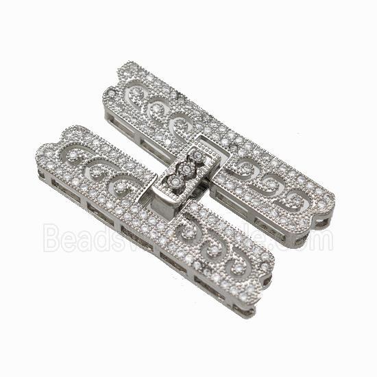 Copper Clasp Pave Zirconia Platinum Plated