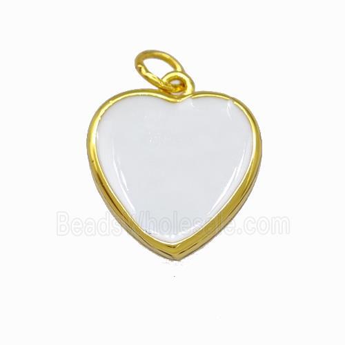 Copper Heart Pendant White Enamel Gold Plated