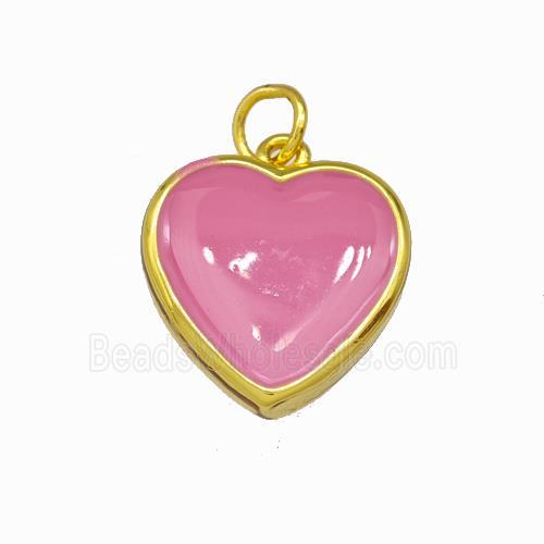 Copper Heart Pendant Pink Enamel Gold Plated