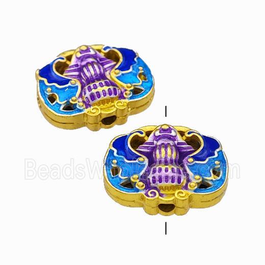 Copper Beads Multicolor Painted Gold Plated
