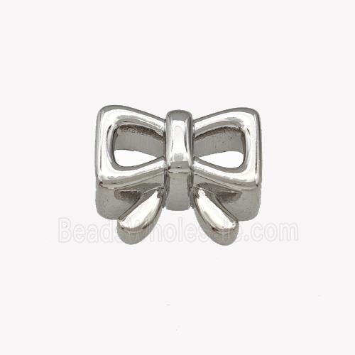 Copper Bow Beads 2Holes Platinum Plated