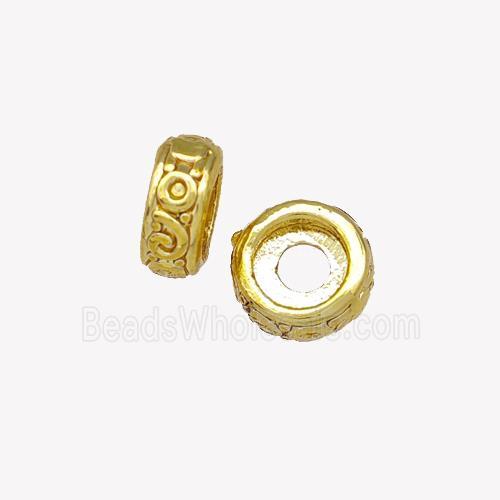 Copper Rondelle Beads Reander Large Hole Gold Plated