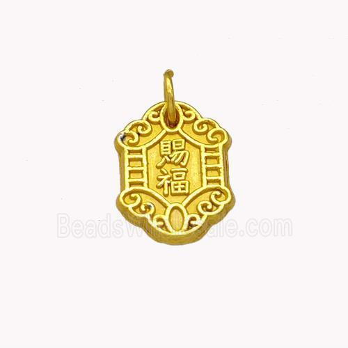 Copper Pendant Chinese Lucky Amulet Gold Plated