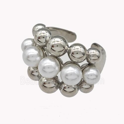 Copper Rings Pave Zirconia Pearlized Resin Platinum Plated