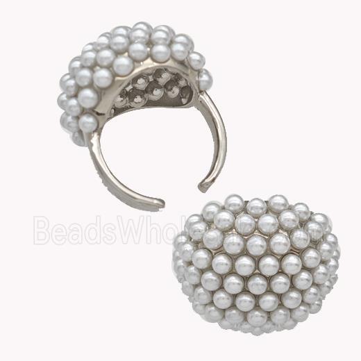 Copper Rings Pave Zirconia Pearlized Resin Platinum Plated