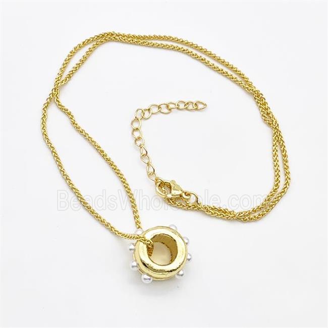 Copper Necklace Pave Pearlized Resin Gold Plated