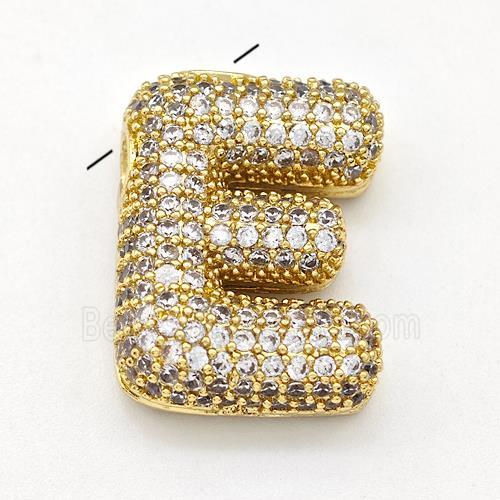 Copper Letter-E Pendant Micro Pave Zirconia Gold Plated