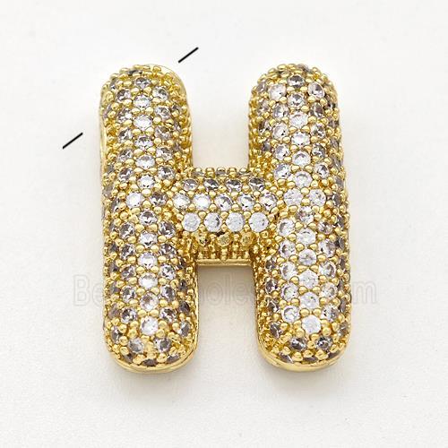 Copper Letter-H Pendant Micro Pave Zirconia Gold Plated