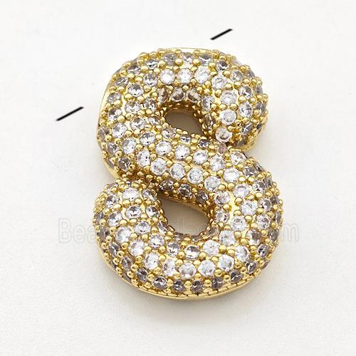 Copper Letter-S Pendant Micro Pave Zirconia Gold Plated