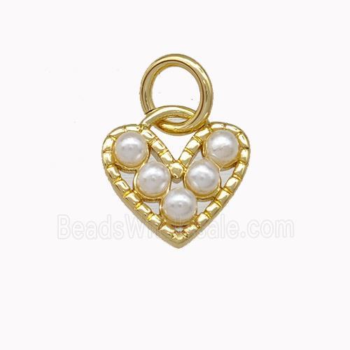 Copper Heart Pendant Micro Pave Pearlized Resin Gold Plated