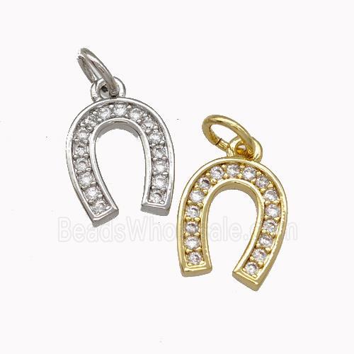 Copper Horseshoe Pendant Micro Pave Zirconia Mixed
