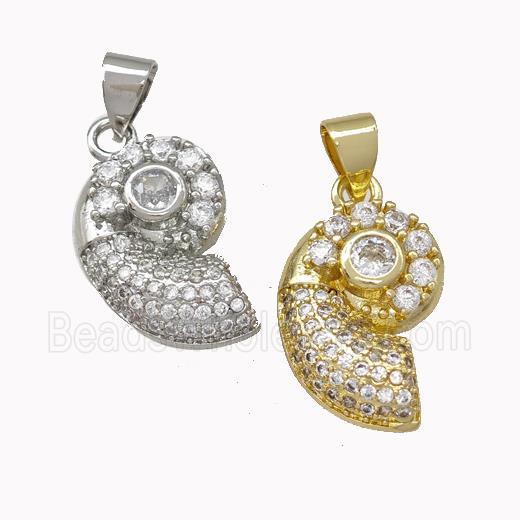 Nautilus Shell Charms Copper Conch Pendant Micro Pave Zirconia Mixed