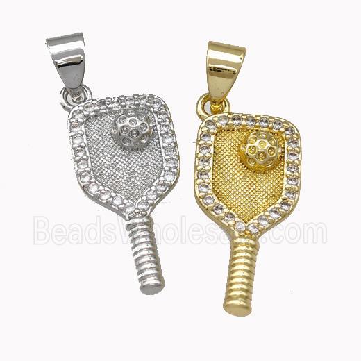 Copper Key Charms Pendant Pave Zirconia Mixed