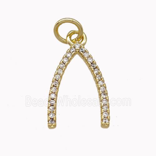 Copper Horseshoe Pendant Pave Zirconia Gold Plated