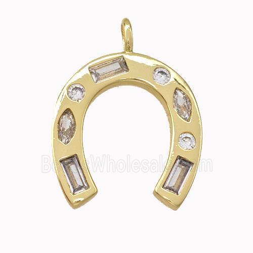 Copper Horseshoe Pendant Pave Zirconia Gold Plated
