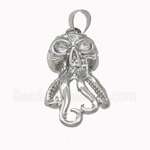 Octopus Charms Copper Pendant Platinum Plated
