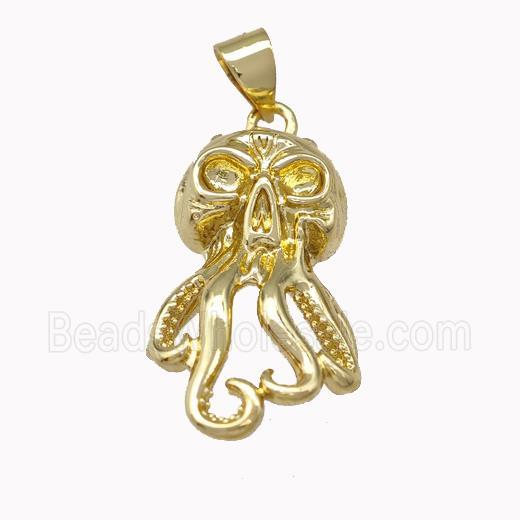 Octopus Charms Copper Pendant Gold Plated