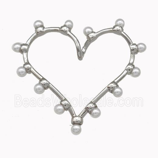 Copper Heart Pendant Pave Pearlized Resin Platinum Plated