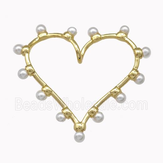Copper Heart Pendant Pave Pearlized Resin Gold Plated