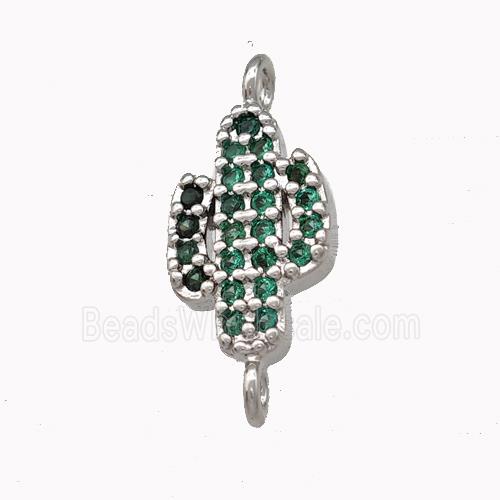 Copper Cactus Connector Pave Zirconia Platinum Plated