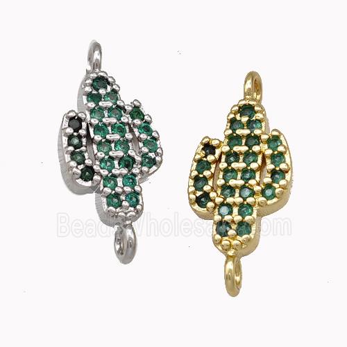 Copper Cactus Connector Pave Zirconia Mixed