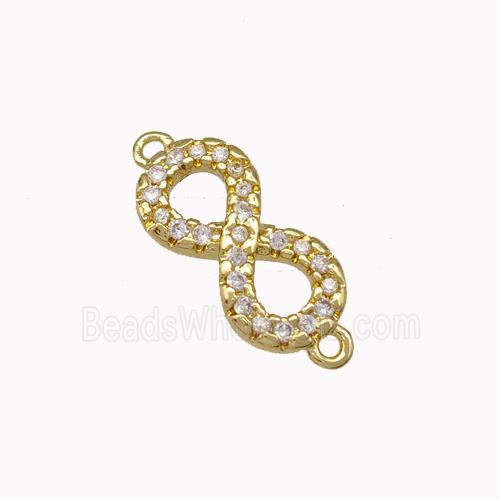 Copper Infinity Connector Micro Pave Zirconia Gold Plated
