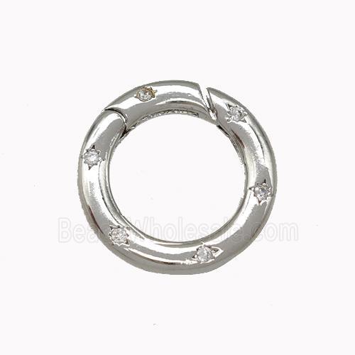 Copper Carabiner Clasp Micro Pave Zirconia Platinum Plated