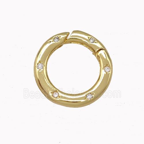 Copper Carabiner Clasp Micro Pave Zirconia Gold Plated