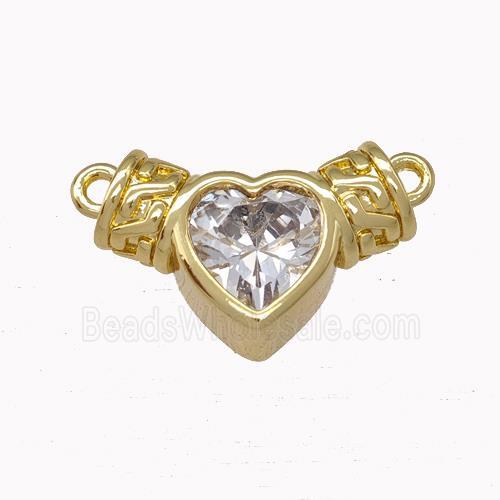 Copper Pendant Pave Zirconia Heart Gold Plated