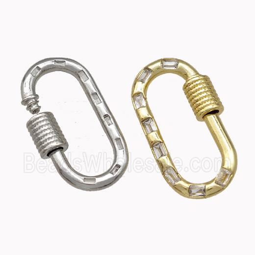 Copper Carabiner Clasp Micro Pave Zirconia Mixed