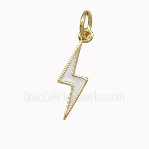 Lightning Charms Copper Pendant White Enamel Gold Plated