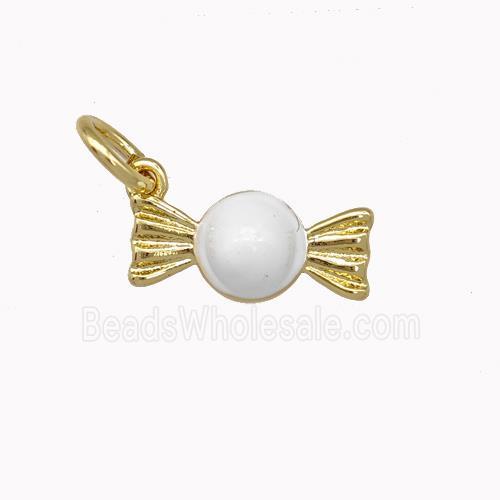 Candy Charms Copper Pendant White Enamel Gold Plated