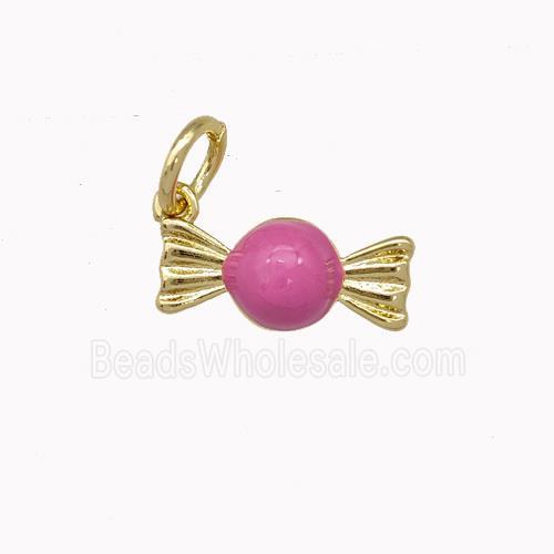 Candy Charms Copper Pendant Pink Enamel Gold Plated