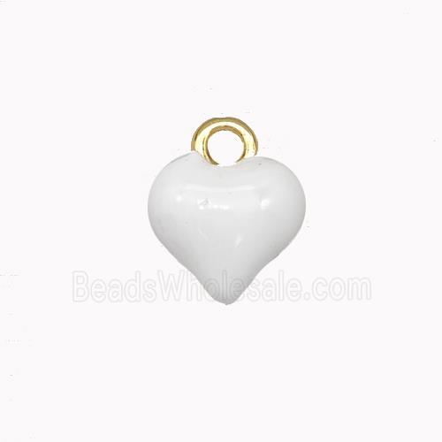 Copper Heart Pendant White Enamel Gold Plated