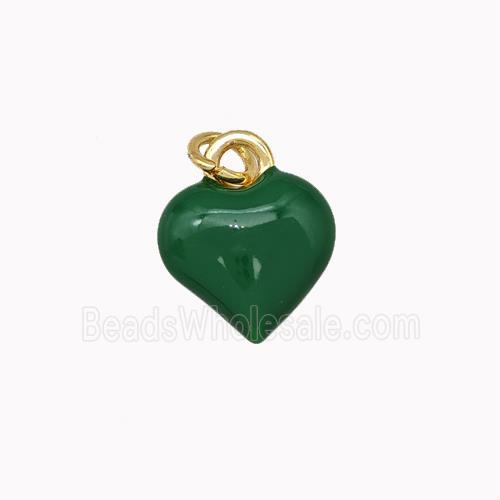 Copper Heart Pendant Green Enamel Gold Plated